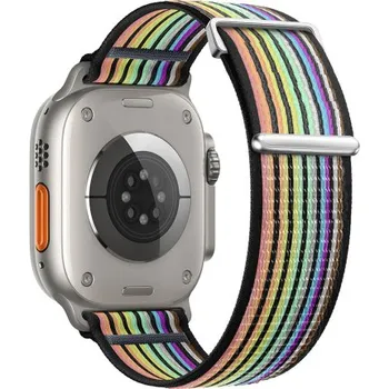 Řemínek na hodinky BSTRAP | BStrap Velcro Nylon reminek na Apple Watch 42/44/45mm, black rainbow (SAP016C18)