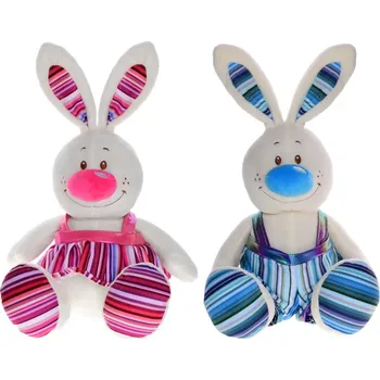 plyšák Králík plyšový 25 cm sedící v kalhotách/sukni - mix barev (růřová, modrá)