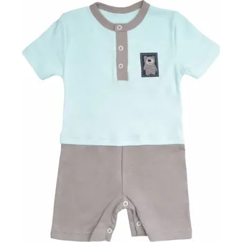 Kojenecký body Mamatti Body s nohavičkami Bear - mátová/šedá 86 (12-18m)