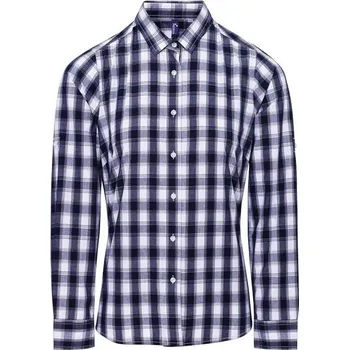 Dámská košile Premier Workwear Dámská bavlněná kostkovaná košile - Bílá / tmavě modrá | M