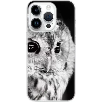 Pouzdro na mobilní telefon Odolné silikonové pouzdro iSaprio - BW Owl - iPhone 15 Pro