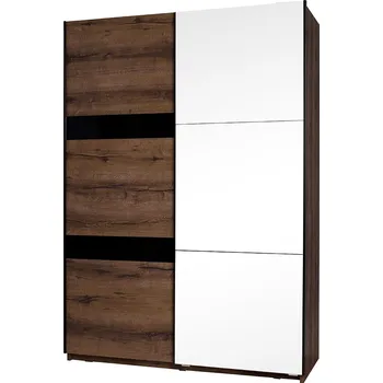 Šatní skříň DENVER mc | šatní skříň SZ150 + zrcadlo | 150 cm | dub monastery / černá lesk