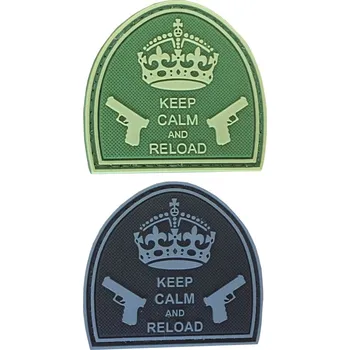 Nášivka PVC nášivka Keep Calm and Reload, černá