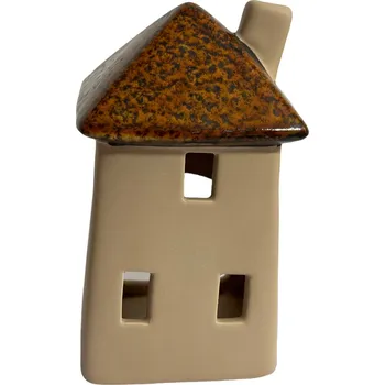 Keramický domeček, béžová - hnědá, 8 x 15,5 x 7 cm