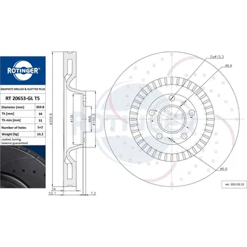 Brzdový kotouč Brzdový kotouč ROTINGER RT 20653-GL T5