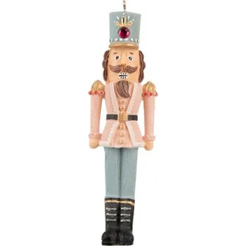 Vánoční ozdoba Růžovo-modrá vánoční závěsná ozdoba Louskáček – 4x3x13 cm