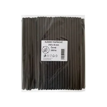 Jednorázové nádobí Smart Cook ITM Papírová brčka JUMBO černá 25 cm (100 ks)