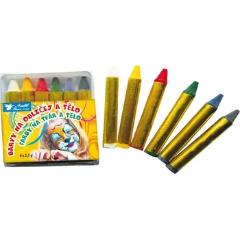 Karnevalový doplněk Barvy na obličej a tělo, mini, 6 ks