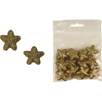 Vánoční dekorace MOREX, s.r.o. Hvězda s glitry zlatá Ø25 mm, 12 ks