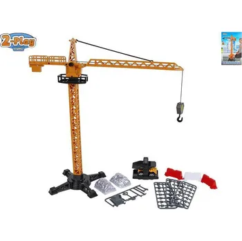 Hračka pro nejmenší Jeřáb 40 cm 2-Play Traffic s vozidlem a 50 ks doplňků