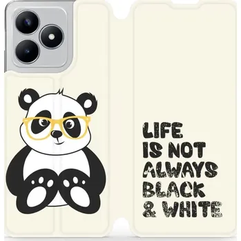 Pouzdro na mobilní telefon Flipové pouzdro Mobiwear - Realme C53 - M041S Panda - life is not (Knížkové flip pouzdro, obal, kryt na mobil Realme C53 - M041S Panda - life is not, materiál Umělá kůže + TPU - ochrana 360°, stojánek, silikonová vanička, magnetické zavírání)