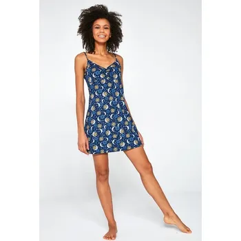 Dámská noční košile Cornette Noční košile dámská na ramínka 212 měsíc modrá Barva: Modrá, Velikost: XXL