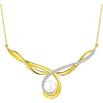Náhrdelník Náhrdelník ze žlůtého zlata s diamanty a perlou - ryzost 585 - 103.821