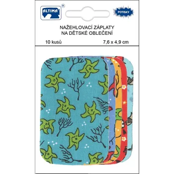 Nažehlovací záplaty s potiskem malé 10 ks - zeleno-modré hvězdičky + mix