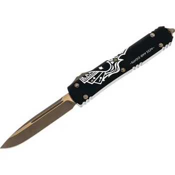 Pracovní nůž Microtech Ultratech Apokalyptic, vystřelovací nůž s klipem, bronzová čepel, ruční rytí 121-13DMS
