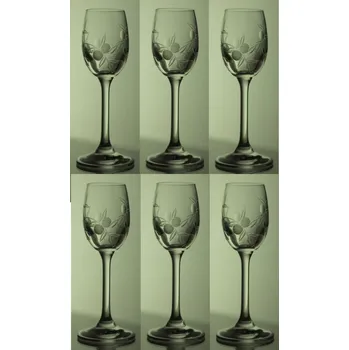 Sklenice sklenice na likér 6ks Lara 60ml s rytinou bobule - ručně ryté (broušené)