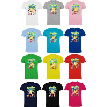 Dámské tričko Tričko Spongebob se všemi postavičkami Barva: černá, Velikost: 3XL, Pohlaví: Panské