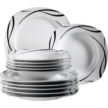 Talíř Mäser Oslo 12 ks bílý/černý