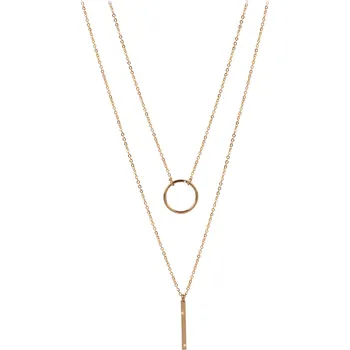 Náhrdelník Troli Dvojitý náhrdelník se stylovými přívěsky z pozlacené oceli + 2 měsíce na vrácení zboží