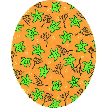 Nažehlovací záplaty oválky s potiskem - hvězdičky zeleno-žluté