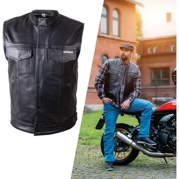 Moto vesta W-TEC Kožená moto vesta Delasola černá - XL