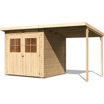 Zahradní stavba LANIT PLAST Dřevěný domek KARIBU GLUCKSBURG 3 + přístavek 190 cm (83231) natur LG3493