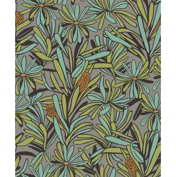 Tapeta Decoprint Zeleno-šedá květinová vliesová tapeta na zeď, BA26071, Brazil, Decoprint, velikost 10,05 x 0,53 m
