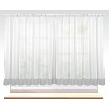 Záclona nebo balkonový komplet markizeta, Delux s šedým lemem a olůvkem, metráž, bílá