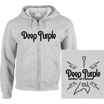 Pánská mikina šedivá mikina s kapucí a zipem Deep Purple - Soldier Of Fortune