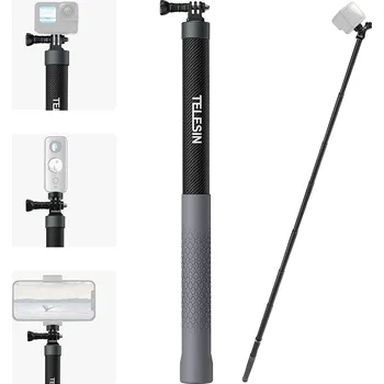 Selfie tyč Telesin Dlouhá teleskopická karbonová 3m selfie tyč pro gopro, mobil, DJI, navíc pro Insta360 je neviditelná