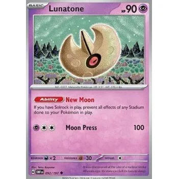 Volný čas Pokémon OBF 092/197 Lunatone - Obsidian Flames Stav: Near Mint, Verze: NORMAL