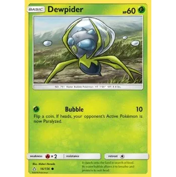 Sběratelská karetní hra Pokémon UPR 016/156 Dewpider - Ultra Prism Stav: Excellent, Verze: REVERSE HOLO