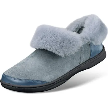 Dámská zdravotní obuv Hřejivá dámská domácí obuv z beránčí kožešiny, pohodlná, komfortní, měkká, kotníková obuv, přezuvky, velurová useň, šedá: 38