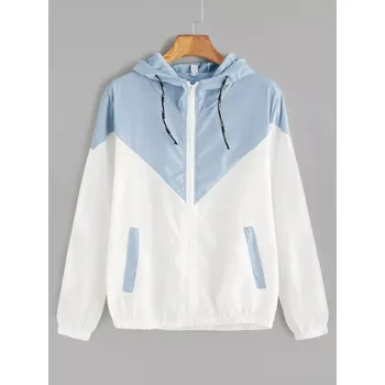 Dámská casual bunda Dámská jarní/podzimní bunda sportovního vzhledu Barva: světle modrá (see chart), Velikost: XXXL