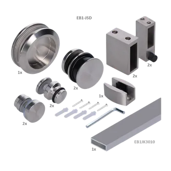 KOVIAN, s.r.o. Závěsný set na skleněné dveře, profil 30 x 10 mm, AISI 304