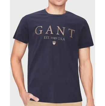 Pánské tričko Pánské modré triko Gant - Velikost S, Barva Modrá 24116 2003119