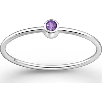 Prsten Prstýnkárna Stříbrný prsten s ametystem RYBY, KOZOROH, PANNA AG925≤0,6g Velikost prstenu: 5 (49)