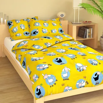 Povlečení Dětské bavlněné povlečení Ovečky žluté Rozměr: 45x60 a 100x138 cm