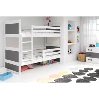 Dětská postel Nábytek PEGAS s.r.o. Dětská patrová postel RICO 90x200 cm, bez matrace, Bílá/Grafit
