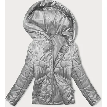 Šedá krátká dámská prošívaná bunda (B8185-9) odstíny šedé S (36)