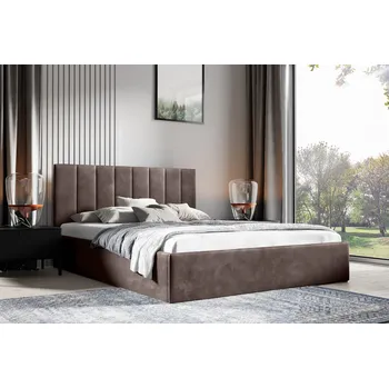 Postel Eka Čalouněná postel LENY 140x200 cm Barva látky Trinity: (2308) Tmavá hnědá, Úložný prostor: Bez úložného prostoru