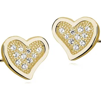 Náušnice Lafira pozlacené stříbrné náušnice Heart Crystal Z1063E_G (puzety)