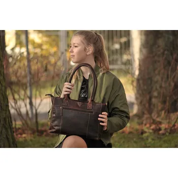 Kabelka Kožená kabelka na rameno 20562-006 tmavě hnědá, Hide &amp; Stitches