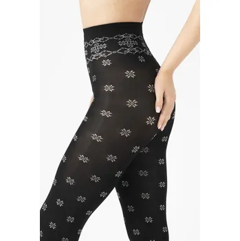 Dámské punčochy Dámské punčochové kalhoty Fiore G 6077 Snowflake 40 den 2-4 černá-ecru 4-L