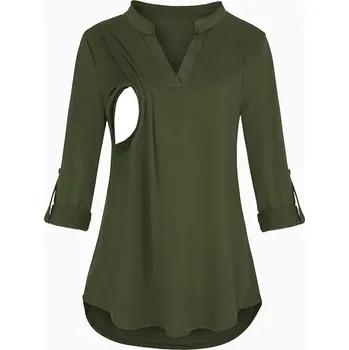 Dámská košile Těhotenská/kojící košile s dlouhým rukávem Barva: Khaki, Velikost: S