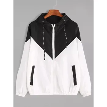 Dámská casual bunda Dámská jarní/podzimní bunda sportovního vzhledu Barva: Černá, Velikost: 4XL