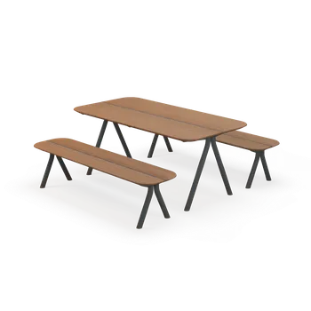 Zahradní lavice HTI SETLY Piknikový set TSE180.00 Materiál konstrukce: ocel, Povrchová úprava: komaxit dle RAL, Typ použitého obložení: ash