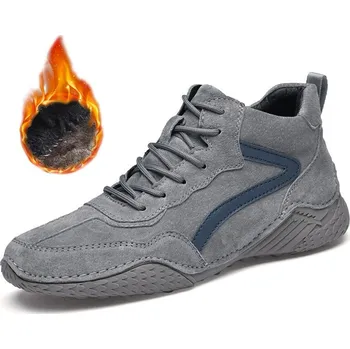 Pánská obuv Pánské zimní tenisky kožené outdoorové boty pohodlné Barva: Šedá, Velikost: 39