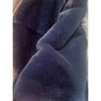 Dámský kožich Crop kožíšek dámská krátká bunda plyš s límcem Barva: Tmavě Modrá, Velikost: 3XL