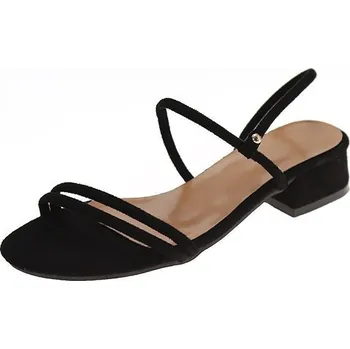 Dámské sandále Semišové sandály na podpatku Barva: Černá, Velikost: 35